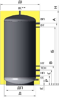 Схема буферної ємності (акумуляційного баку)